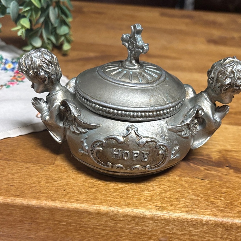 Silver Angelic Hope Trinket Box